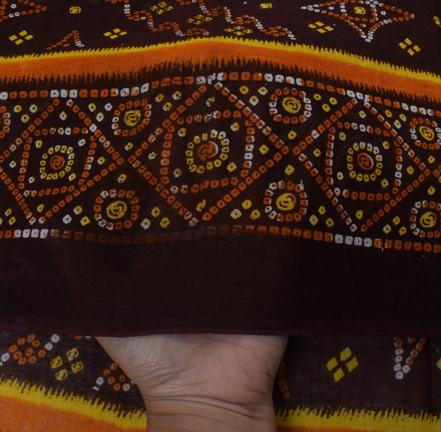 Sushila Vintage Brown Saree 100% Pure Cotton Printed Indian 5 Yard Craft Fabric