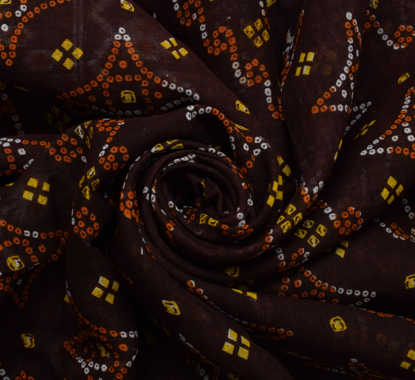 Sushila Vintage Brown Saree 100% Pure Cotton Printed Indian 5 Yard Craft Fabric