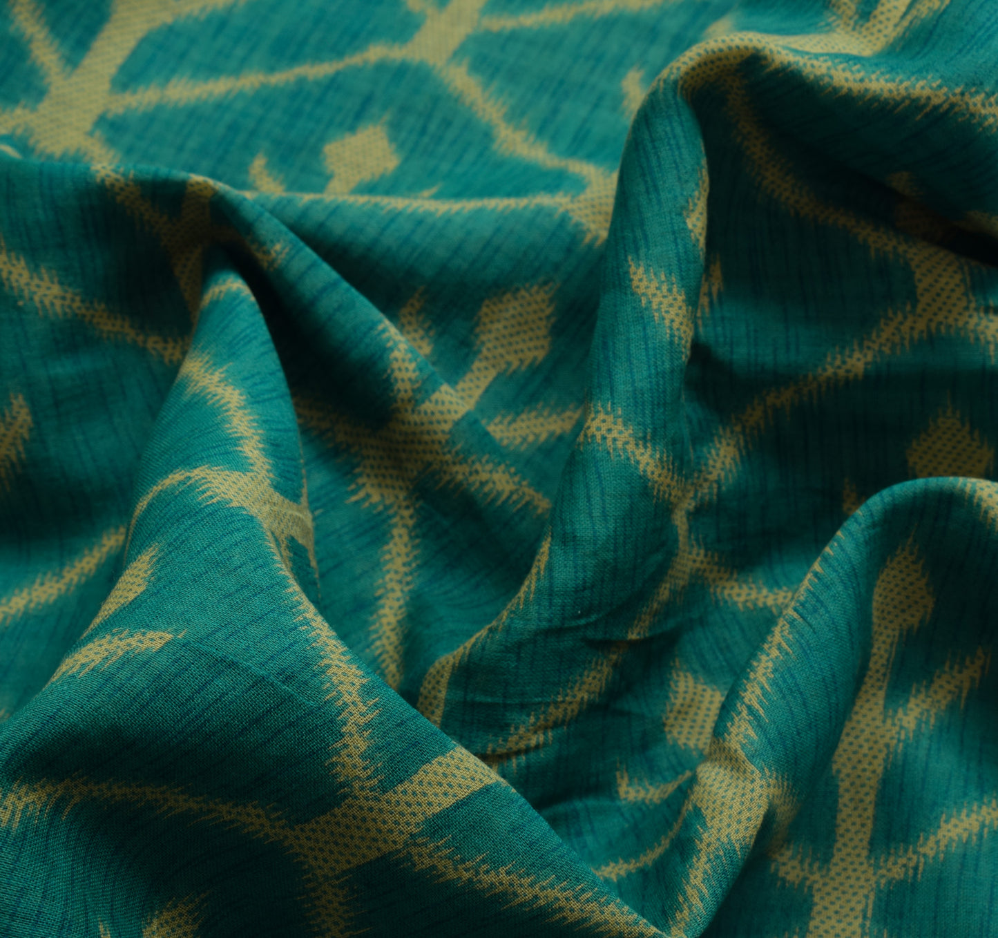 Sushila Vintage Green Saree 100% Pure Cotton Printed Floral Soft Craft Fabric
