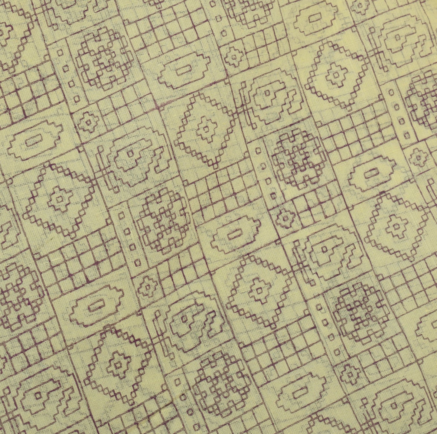 Sushila Vintage Cream Saree 100% Pure Cotton Printed Floral Sheer Craft Fabric