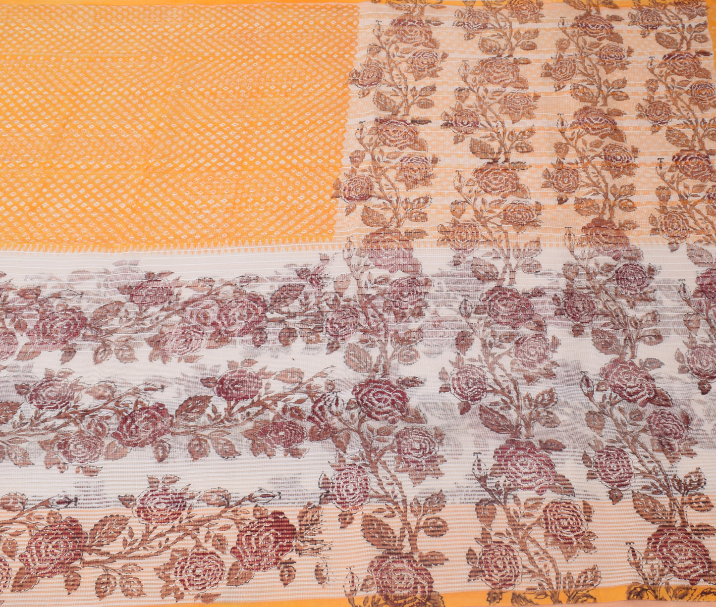 Sushila Vintage Indian Saree 100% Pure Cotton Printed Floral Craft Sheer Fabric