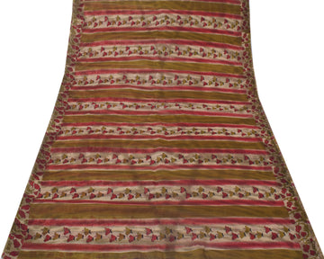 Sushila Vintage Green Indian Sari 100% Pure Cotton Printed Floral Craft Fabric