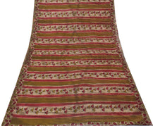 Sushila Vintage Green Indian Sari 100% Pure Cotton Printed Floral Craft Fabric