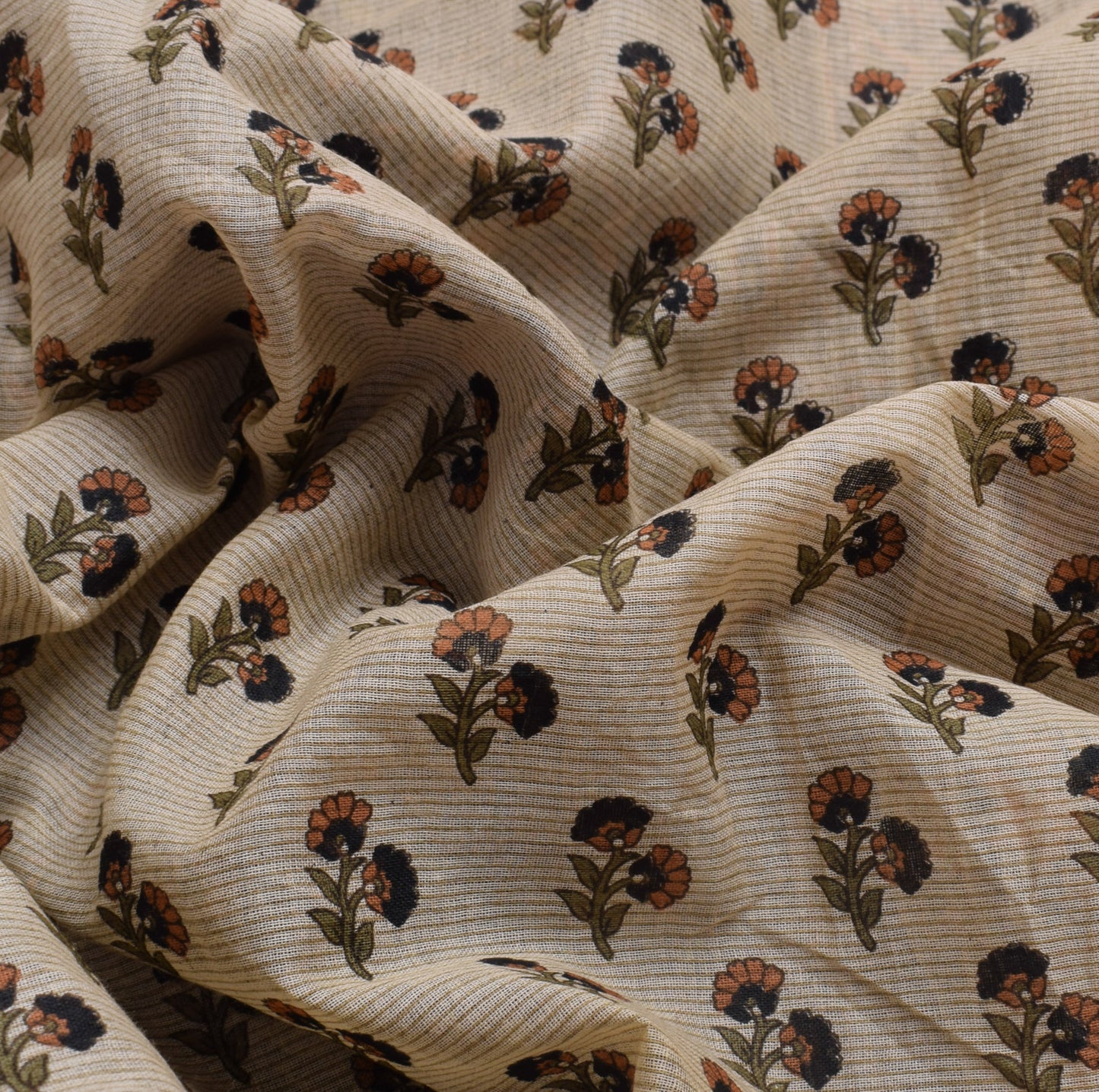 Sushila Vintage Cream Saree 100% Pure Cotton Printed Floral Soft Craft Fabric