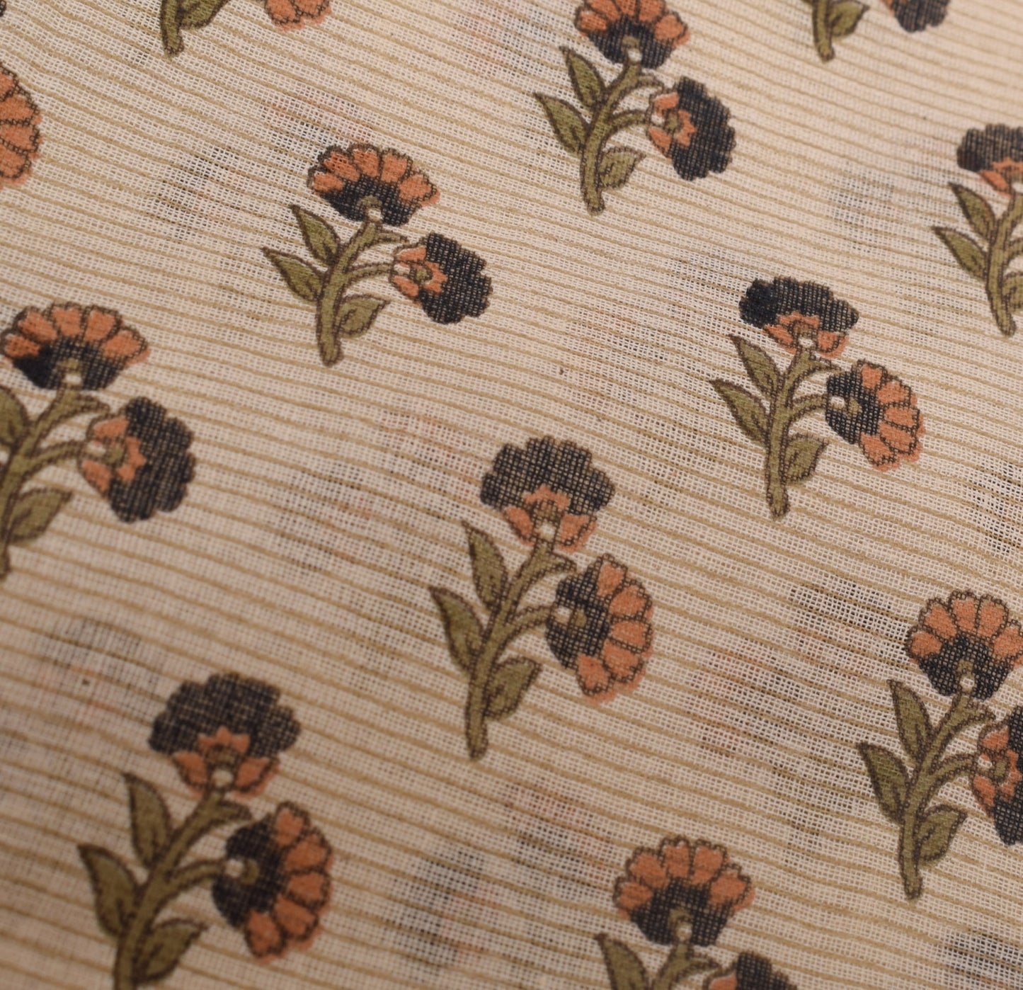Sushila Vintage Cream Saree 100% Pure Cotton Printed Floral Soft Craft Fabric