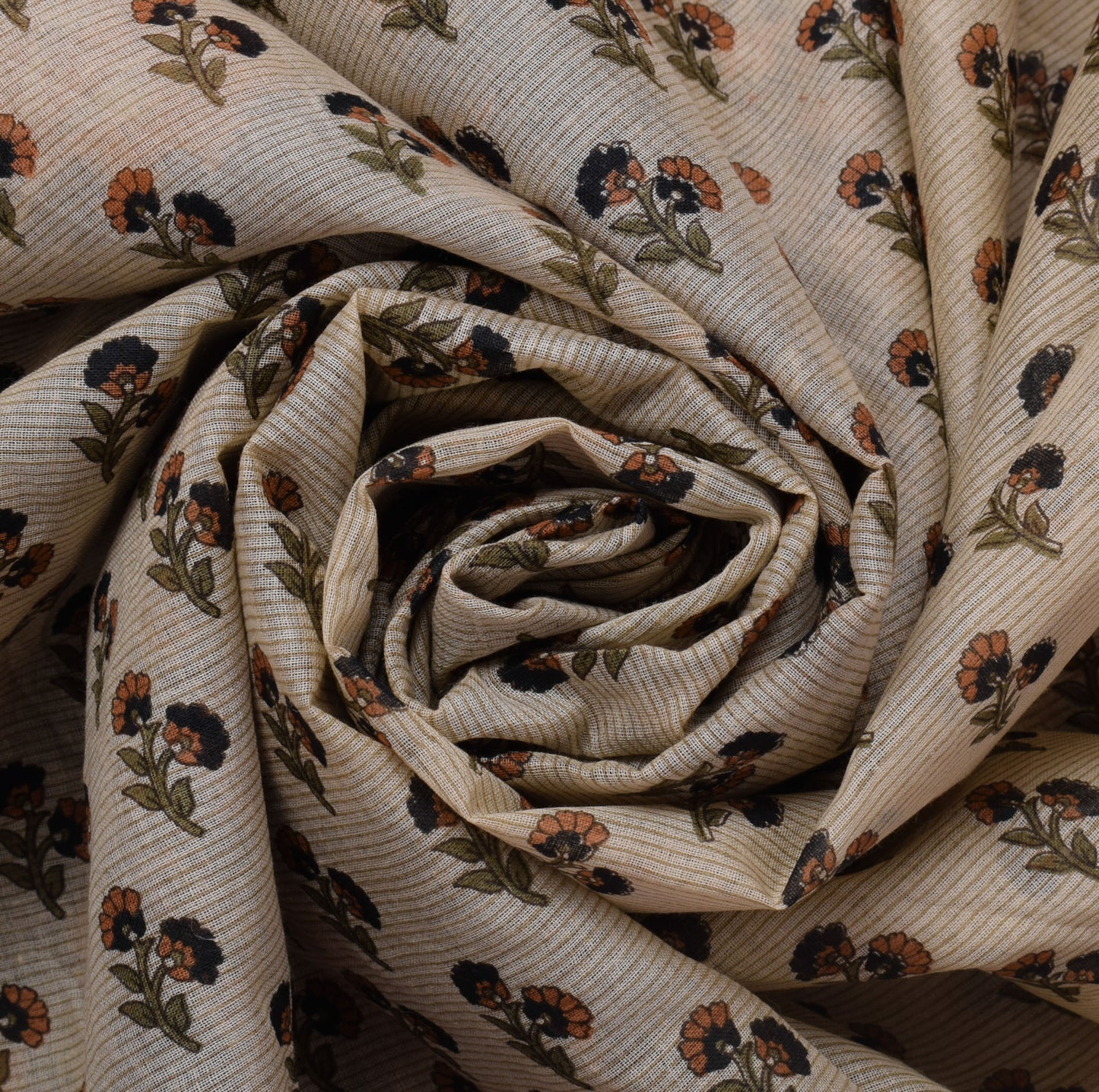 Sushila Vintage Cream Saree 100% Pure Cotton Printed Floral Soft Craft Fabric