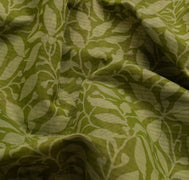 Sushila Vintage Green Saree Blend Cotton Printed Floral Soft 5 Yard Craft Fabric