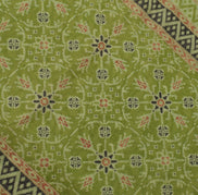 Sushila Vintage Green Saree Blend Cotton Printed Floral Soft 5 Yard Craft Fabric