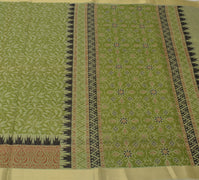 Sushila Vintage Green Saree Blend Cotton Printed Floral Soft 5 Yard Craft Fabric