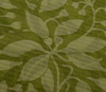 Sushila Vintage Green Saree Blend Cotton Printed Floral Soft 5 Yard Craft Fabric