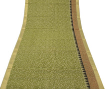 Sushila Vintage Green Saree Blend Cotton Printed Floral Soft 5 Yard Craft Fabric