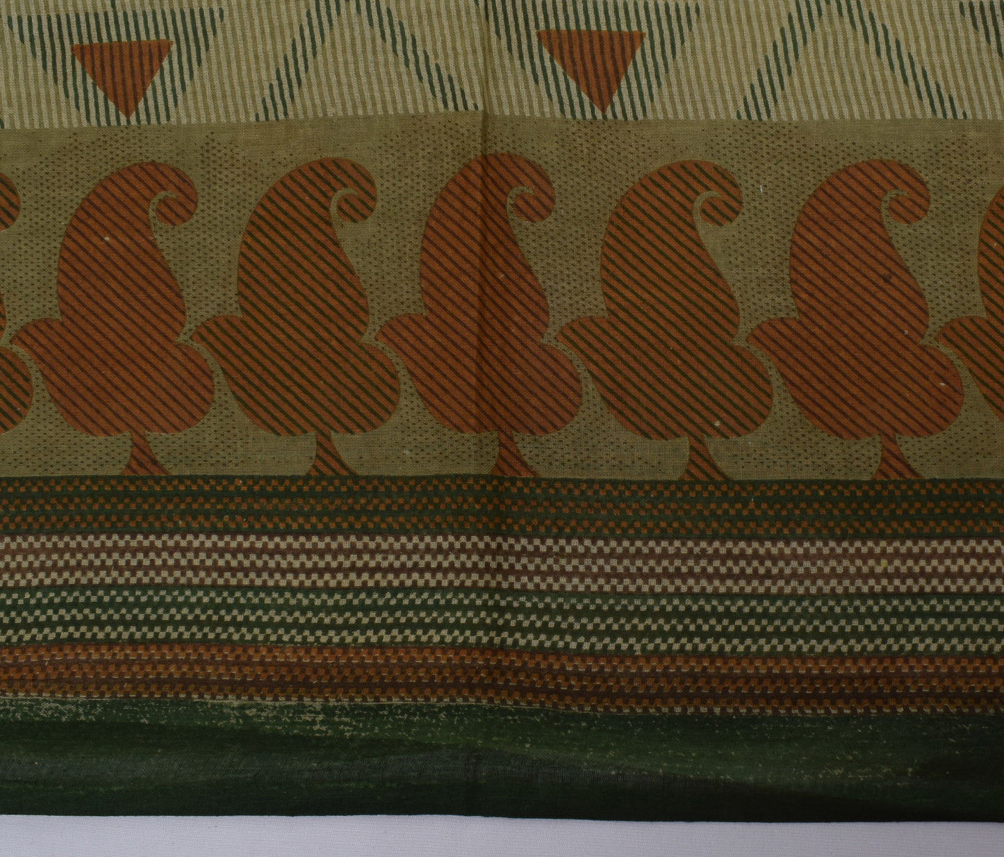 Sushila Vintage Brown Saree 100% Pure Cotton Printed Indian Craft 5 Yard Fabric
