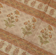 Sushila Vintage Indian Saree Blend Cotton Printed Floral Sheer Craft 5 YD Fabric