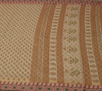 Sushila Vintage Indian Saree Blend Cotton Printed Floral Sheer Craft 5 YD Fabric