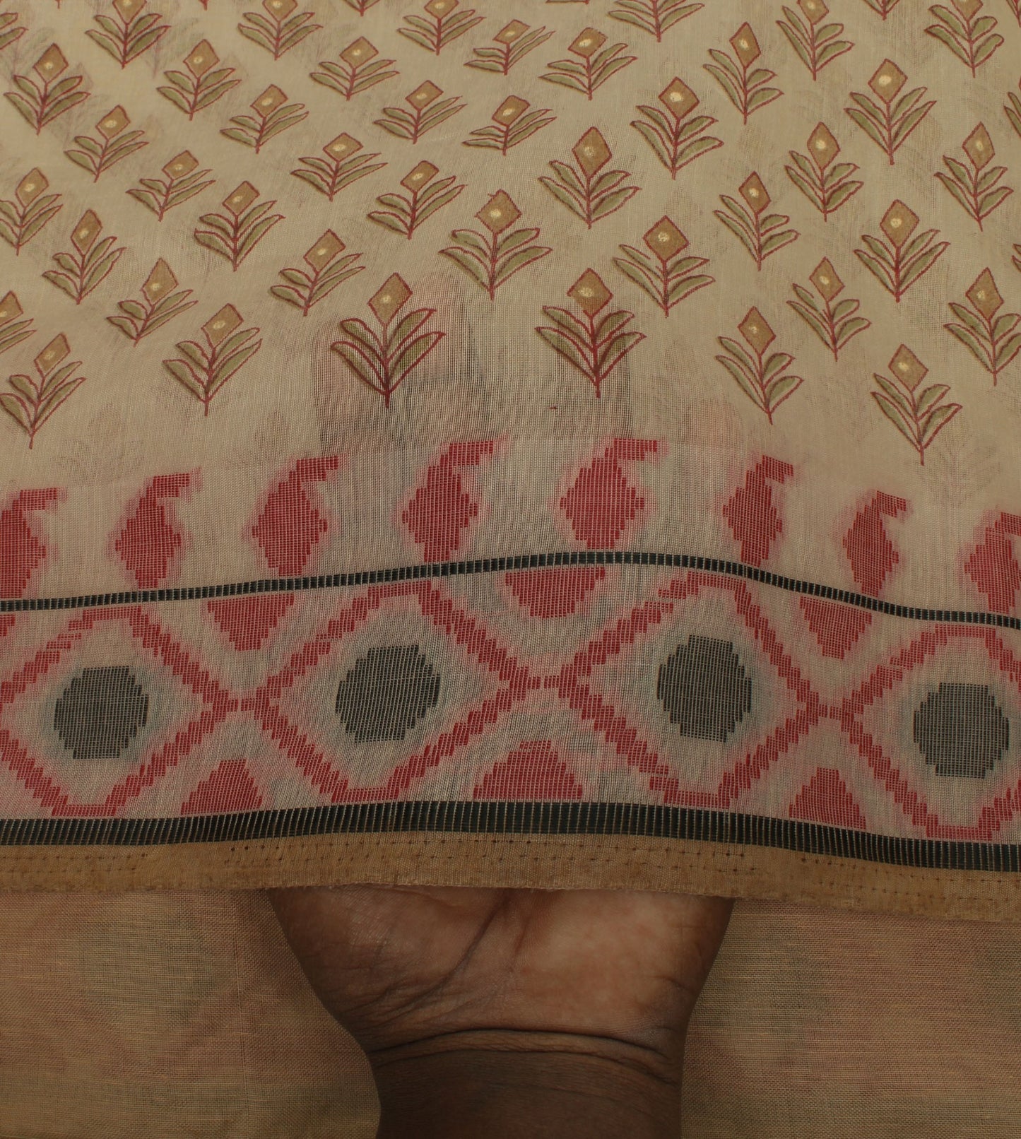 Sushila Vintage Indian Saree Blend Cotton Printed Floral Sheer Craft 5 YD Fabric
