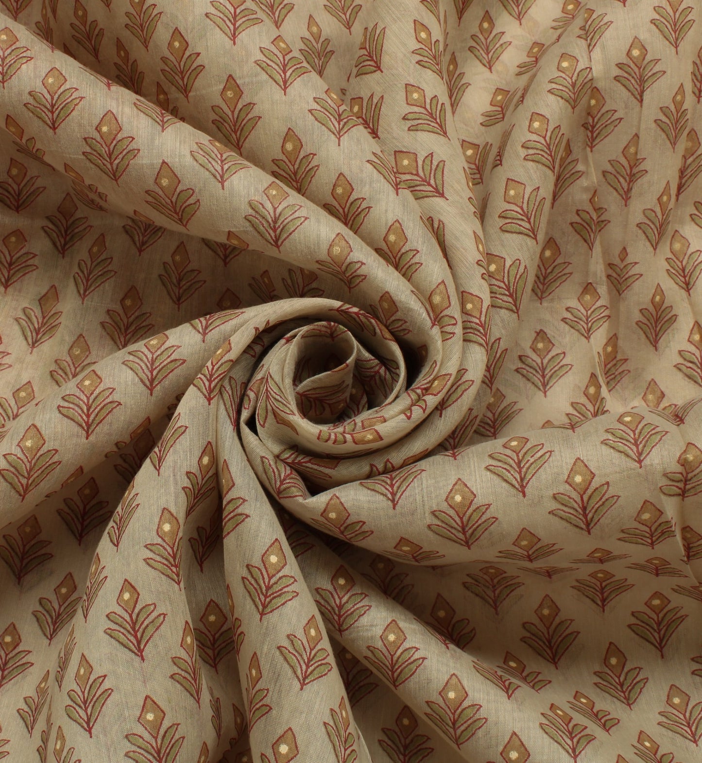 Sushila Vintage Indian Saree Blend Cotton Printed Floral Sheer Craft 5 YD Fabric