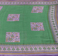 Sushila Vintage Green Saree 100% Pure Cotton Printed Floral Soft Craft Fabric