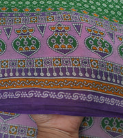 Sushila Vintage Green Saree 100% Pure Cotton Printed Floral Soft Craft Fabric