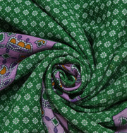 Sushila Vintage Green Saree 100% Pure Cotton Printed Floral Soft Craft Fabric