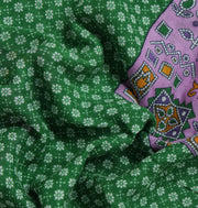 Sushila Vintage Green Saree 100% Pure Cotton Printed Floral Soft Craft Fabric
