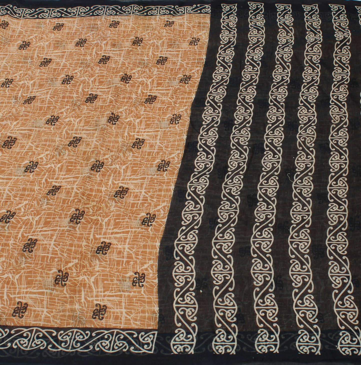 Sushila Vintage Brown Saree 100% Pure Cotton Printed Indian Soft Craft Fabric