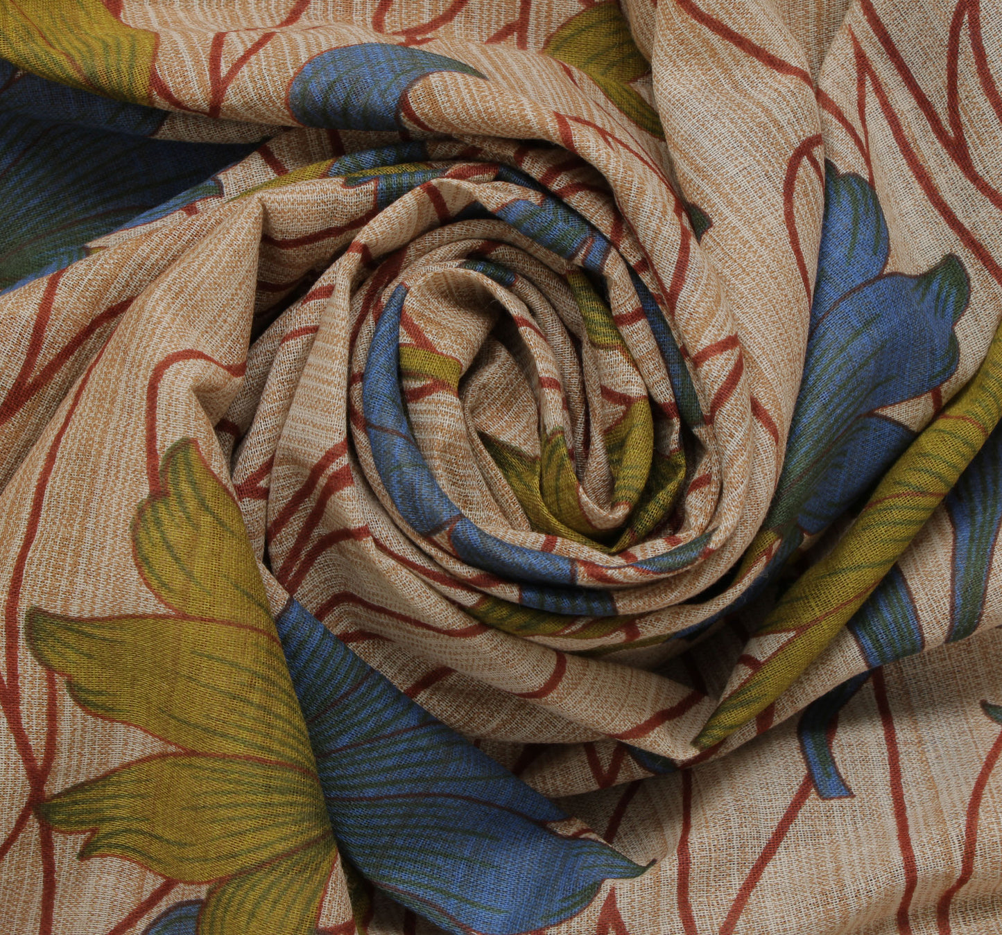 Sushila Vintage Cream Saree 100% Pure Cotton Printed Floral Craft 5 Yard Fabric