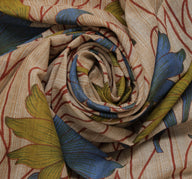 Sushila Vintage Cream Saree 100% Pure Cotton Printed Floral Craft 5 Yard Fabric