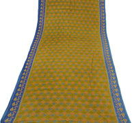 Sushila Vintage Green Sari 100% Pure Cotton Printed Abstract Soft Craft Fabric