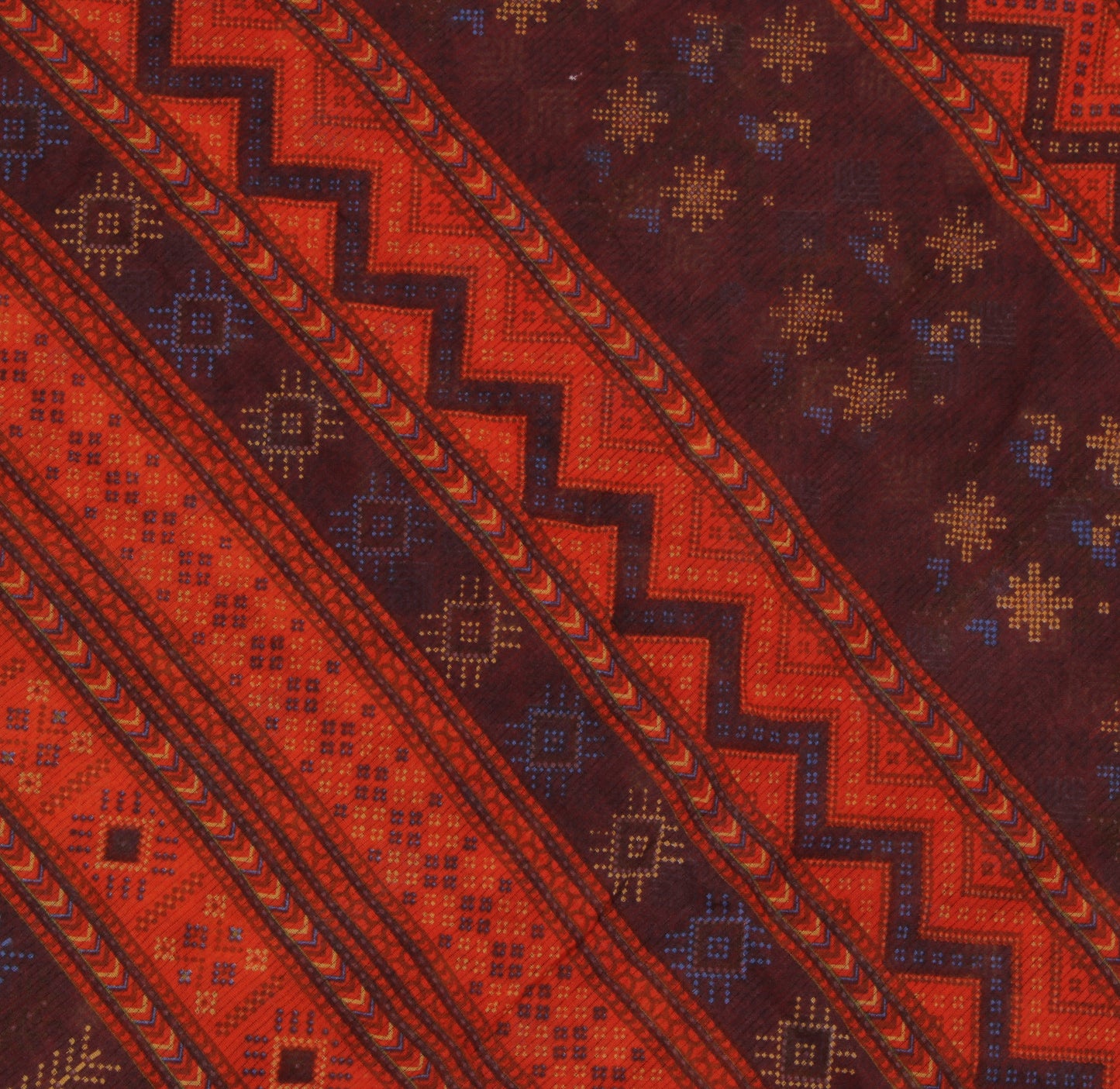 Sushila Vintage Orange Indian Saree 100% Pure Cotton Printed  Soft Craft Fabric
