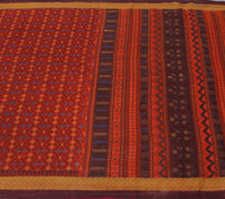 Sushila Vintage Orange Indian Saree 100% Pure Cotton Printed  Soft Craft Fabric