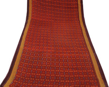 Sushila Vintage Orange Indian Saree 100% Pure Cotton Printed  Soft Craft Fabric