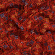 Sushila Vintage Orange Indian Saree 100% Pure Cotton Printed  Soft Craft Fabric