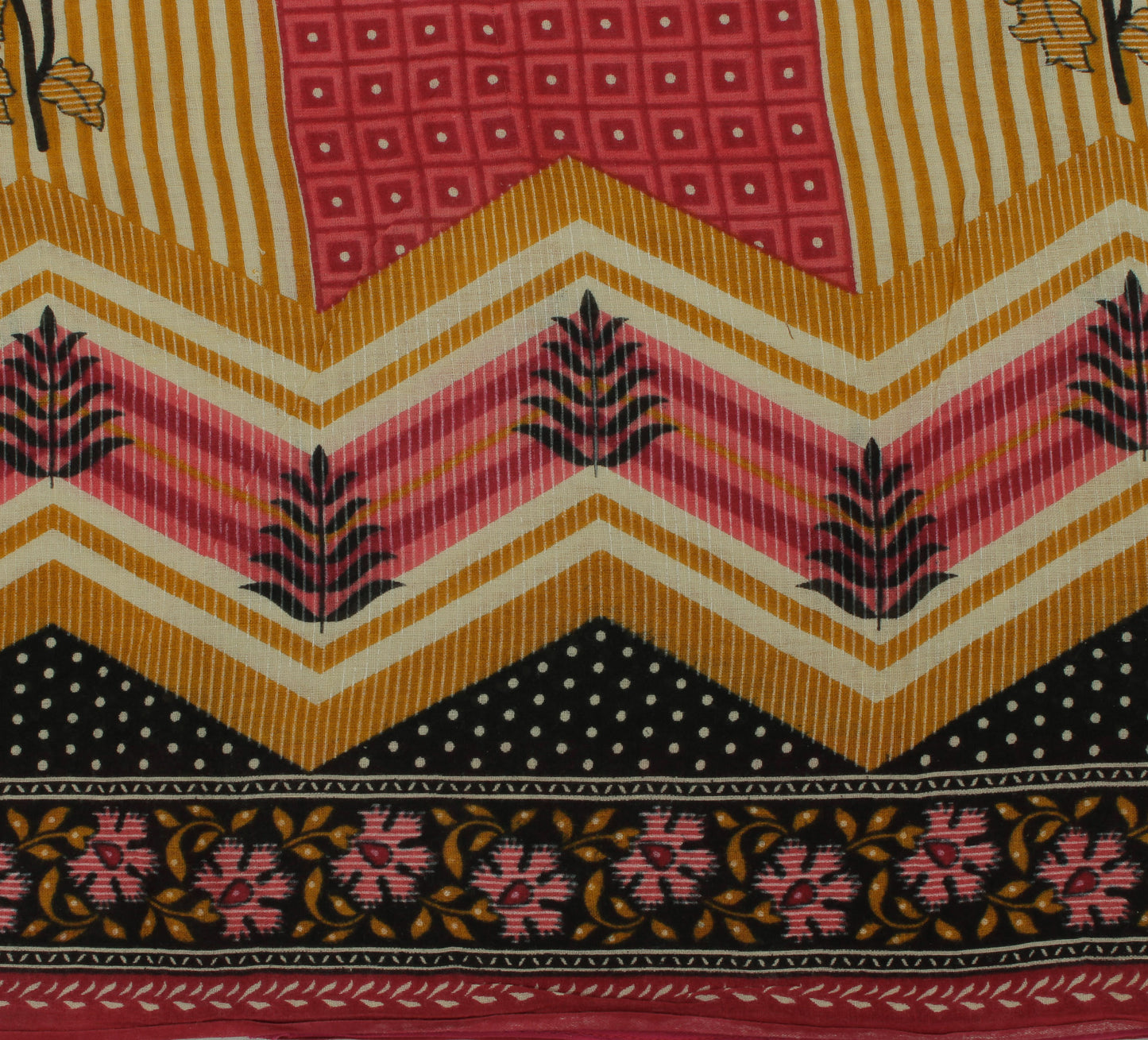 Sushila Vintage Indian Saree 100% Pure Cotton Printed Floral Soft Craft Fabric