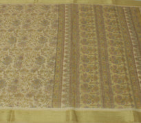 Sushila Vintage Green Saree Indian Blend Cotton Printed Floral 5 YD Craft Fabric