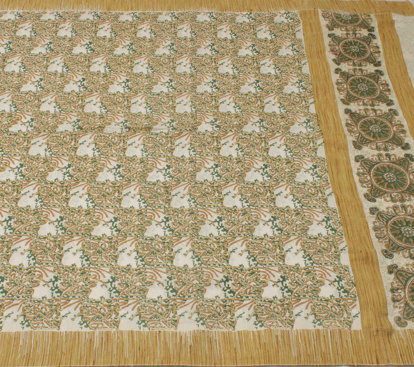 Sushila Vintage White Saree 100% Pure Cotton Printed Floral Soft Craft Fabric