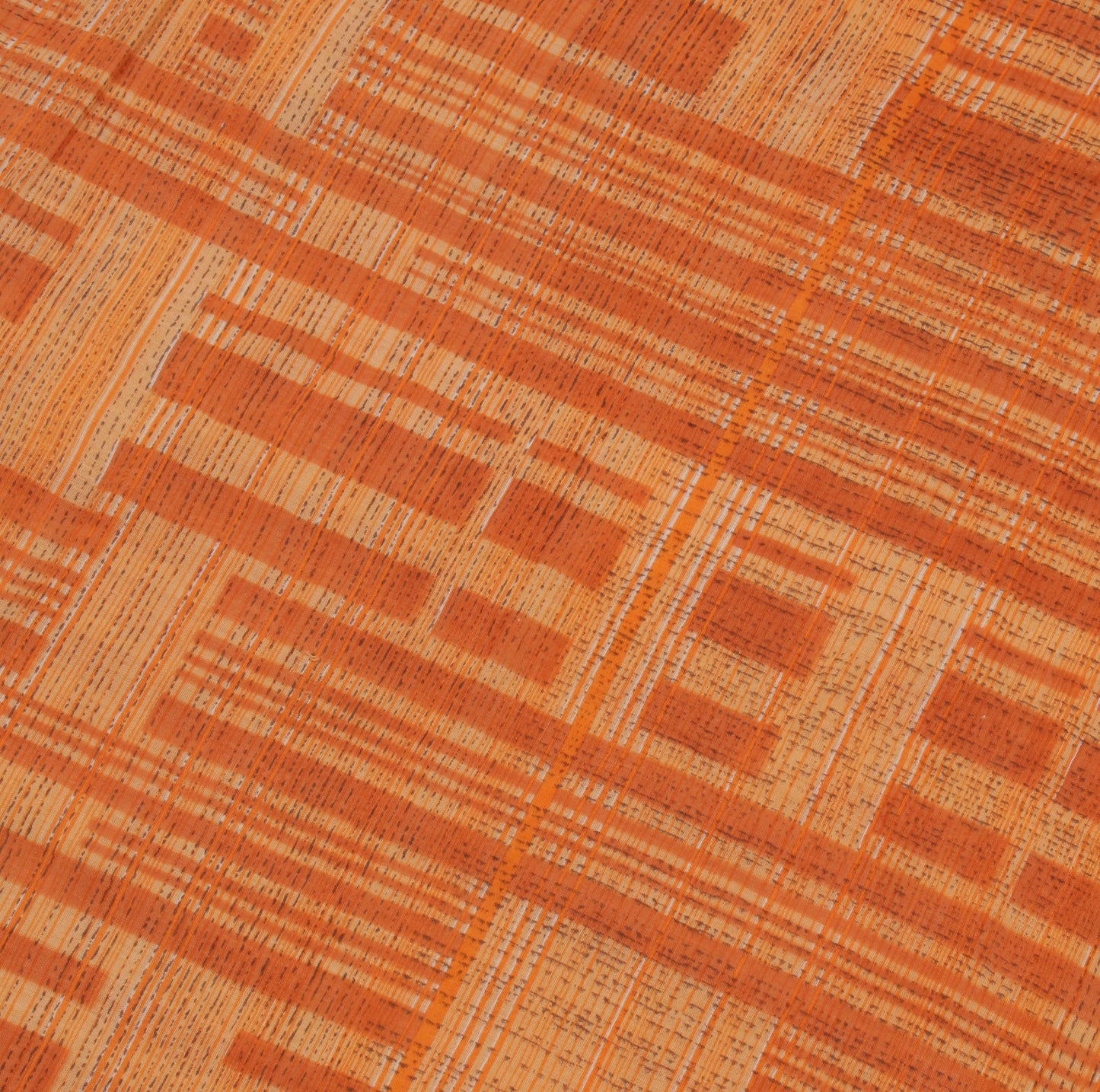 Sushila Vintage Orange Indian Saree 100% Pure Cotton Printed 5 Yard Craft Fabric