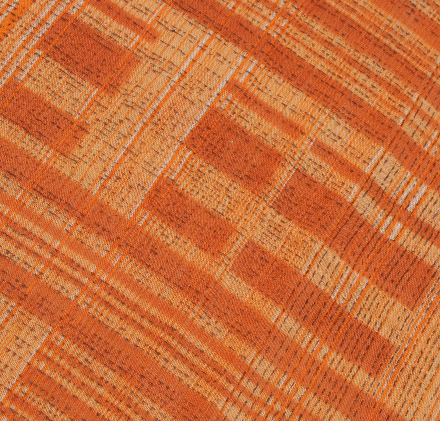 Sushila Vintage Orange Indian Saree 100% Pure Cotton Printed 5 Yard Craft Fabric