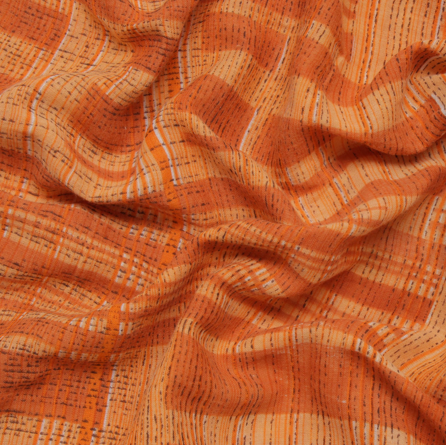 Sushila Vintage Orange Indian Saree 100% Pure Cotton Printed 5 Yard Craft Fabric