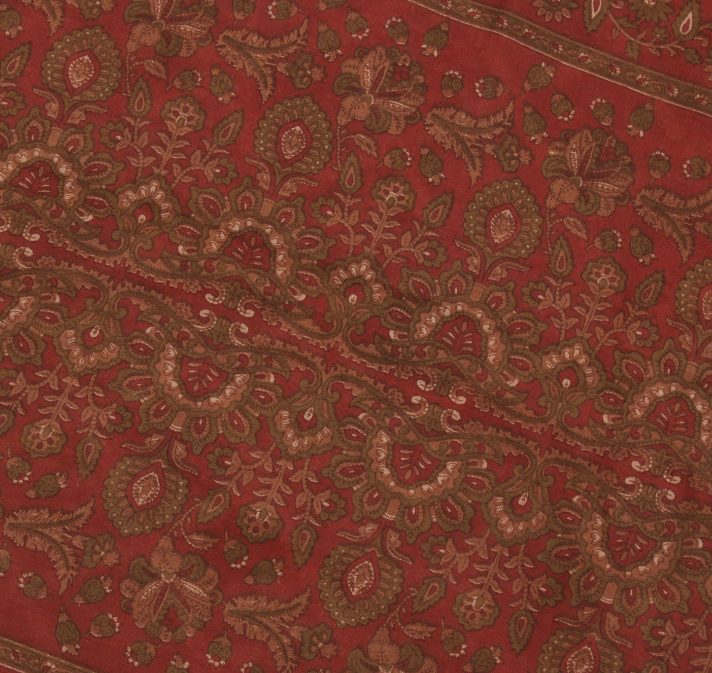 Sushila Vintage Brown Indian Saree 100% Pure Cotton Printed 5 Yard Craft Fabric
