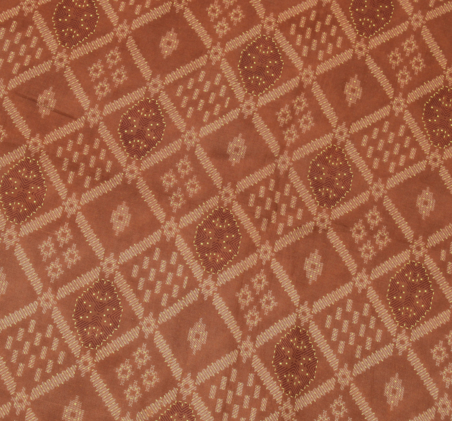 Sushila Vintage Brown Indian Saree 100% Pure Cotton Printed 5 Yard Craft Fabric