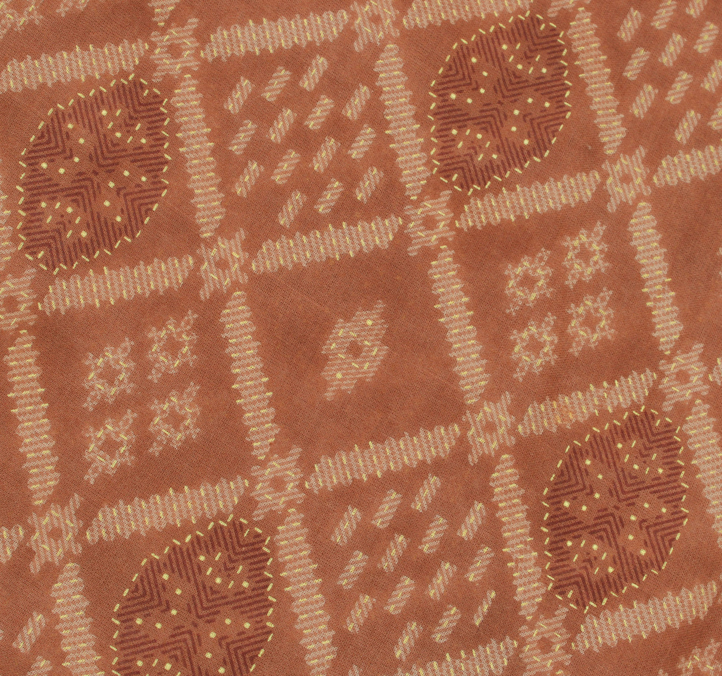 Sushila Vintage Brown Indian Saree 100% Pure Cotton Printed 5 Yard Craft Fabric