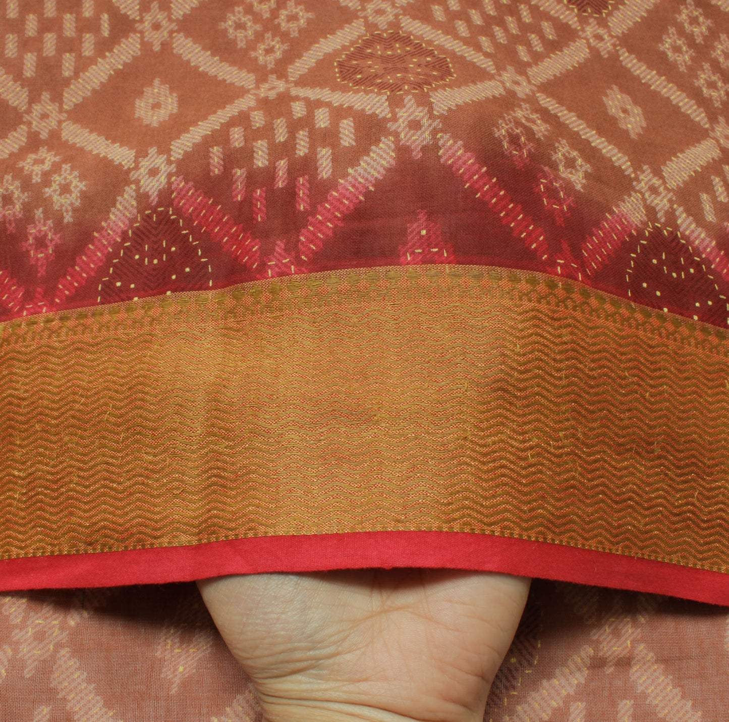 Sushila Vintage Brown Indian Saree 100% Pure Cotton Printed 5 Yard Craft Fabric