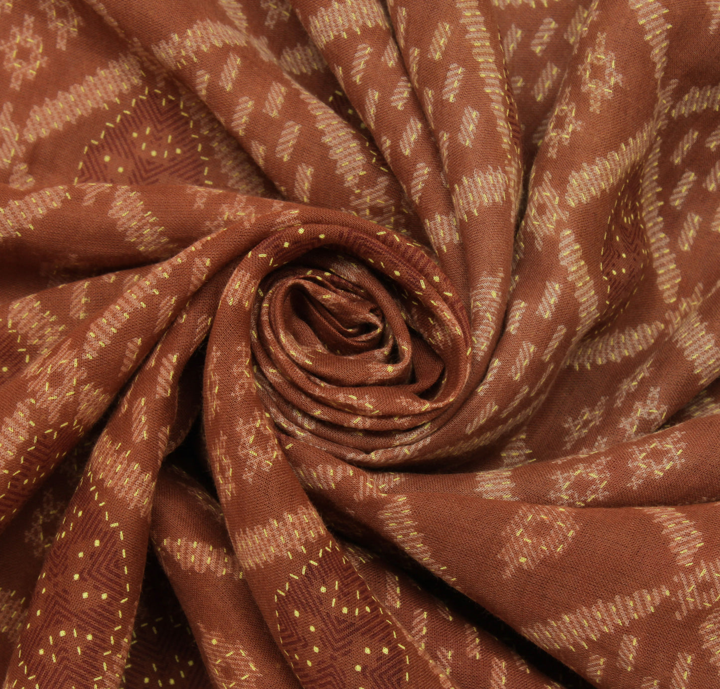 Sushila Vintage Brown Indian Saree 100% Pure Cotton Printed 5 Yard Craft Fabric