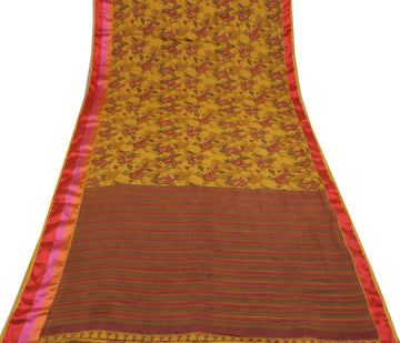 Sushila Vintage Green Saree 100% Pure Cotton Printed Floral Soft Craft Fabric
