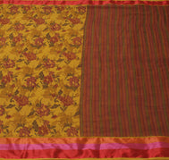 Sushila Vintage Green Saree 100% Pure Cotton Printed Floral Soft Craft Fabric