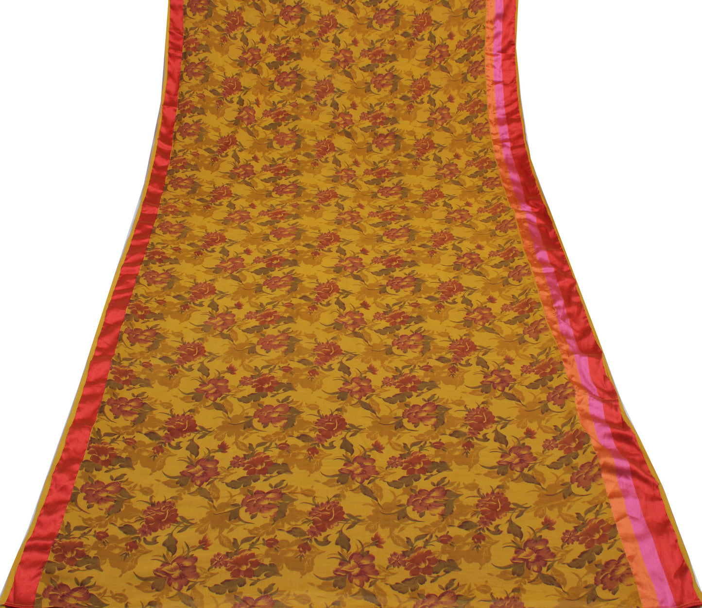 Sushila Vintage Green Saree 100% Pure Cotton Printed Floral Soft Craft Fabric
