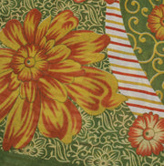 Sushila Vintage Green Saree 100% Pure Cotton Printed Floral 5 Yard  Craft Fabric