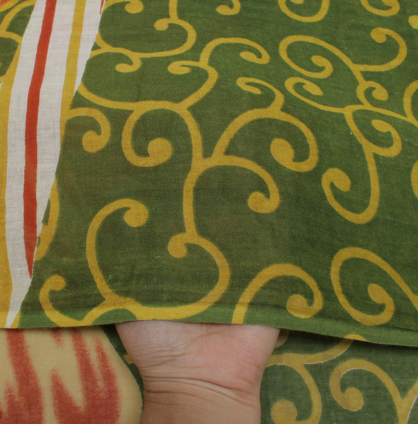 Sushila Vintage Green Saree 100% Pure Cotton Printed Floral 5 Yard  Craft Fabric