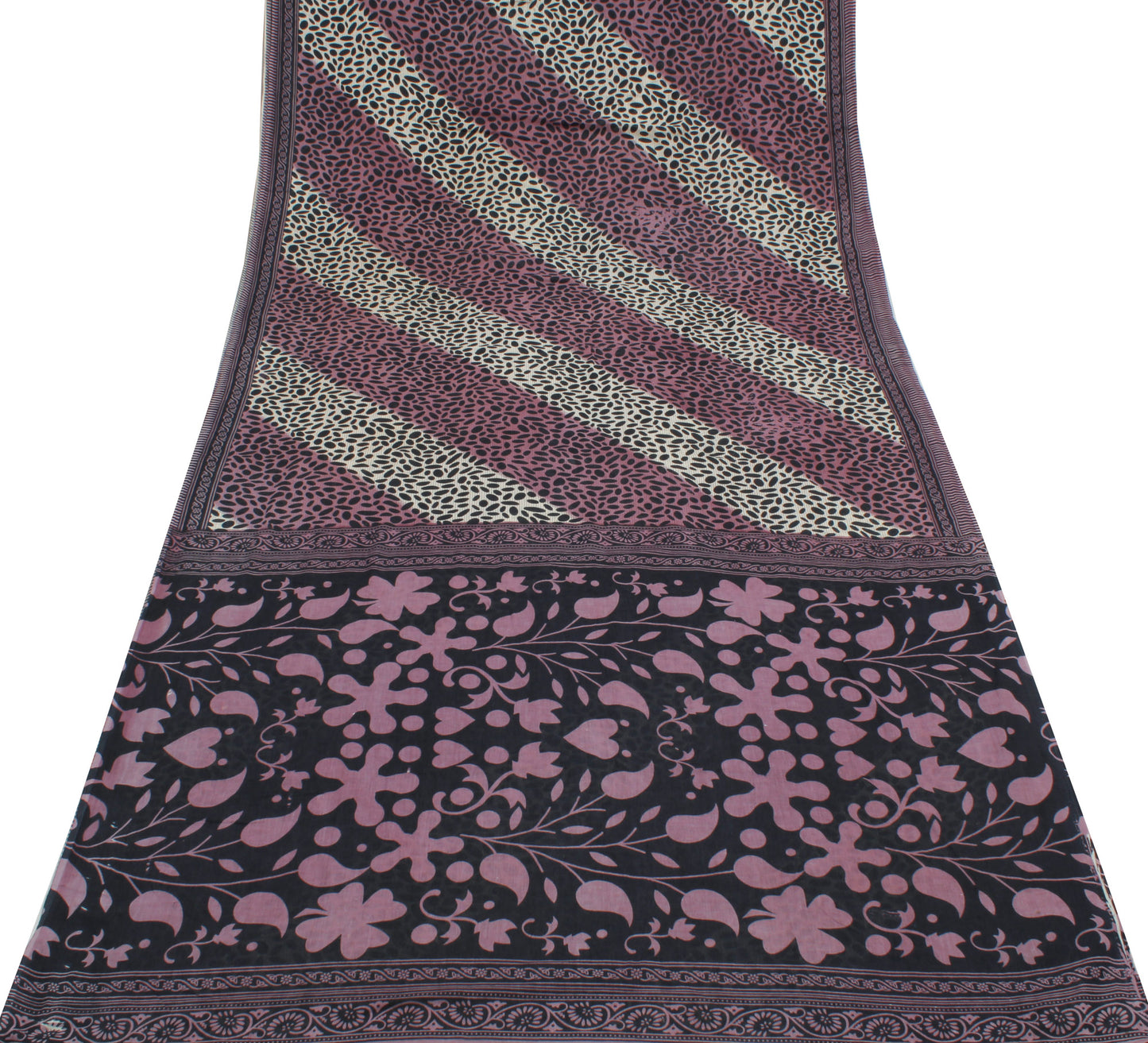 Sushila Vintage Indian Saree 100% Pure Cotton Printed 5 Yard Sari Craft Fabric