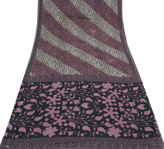 Sushila Vintage Indian Saree 100% Pure Cotton Printed 5 Yard Sari Craft Fabric